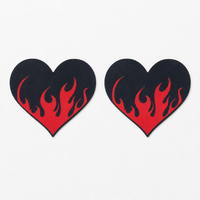 Votre LOGO ICI - Cache-tétons personnalisés imprimés flamme cœur noir et rouge mat - Vente en gros OEM