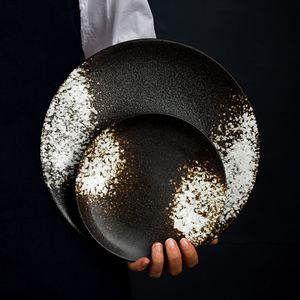 Japanese Retro Style <b>Ceramic</b> Dinner <b>Plates</b> for Restaurant 6/7/8/9/10 Inch Wholesale Round Dessert BBQ Pasta <b>Plate</b> - Product Image 2