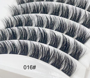 Full Volume 3D 5D Deep Wave False Eyelashes Real Full <b>Strip</b> Lashes <b>Plastic</b> Cotton Band 1 Tray Wholesale Natural Eyelashes - Product Image 6