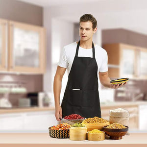 Tablier de cuisine en polyester et coton, personnalisable, pas cher, en gros, faible MOQ, avec deux poches et logo - Product Image 2