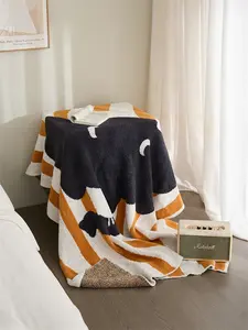 Cobertor de tricô para decoração de casa, cobertor fofo de elefante em jacquard 100% poliéster personalizado, desenho personalizado MR