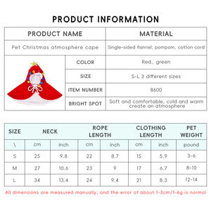 Fabricante al por mayor de Navidad rojo verde gato perro capa ropa - Product Image 5