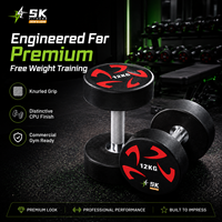 Dumbbell Bulat Berlapis PU SK Factory CPU untuk Kebugaran 5-130lb Gagang Knurled Krom Beban Tangan Logo Kustom Grosir Gym