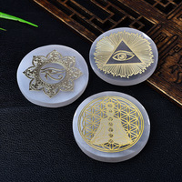 Plaques de Sélénite en Gros pour Bricolage, Ornements en Cristal Œil de Démon Sept Chakras, Sous-verres en Sélénite pour Cadeau Reiki