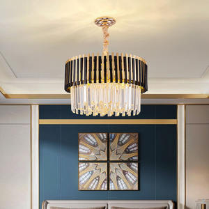 Modern Luxury K9 Crystal Chandeliers Round Cake Shape <b>LED</b> <b>Lighting</b> Hotel Black Metal Lamp <b>for</b> <b>Living</b> <b>Room</b> - Product Image 6