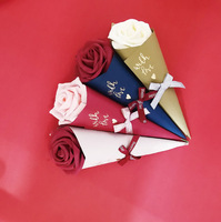 Caja de dulces de cono de flores Nueva caja de embalaje de bolsa de dulces de helado de boda europea