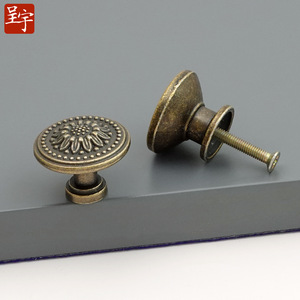 Antique Bronze Round Drawer <b>Knob</b> Zinc Alloy Forged Traditional <b>Cabinet</b> Handle Single Hole Furniture Hardware Accessory - Product Image 4
