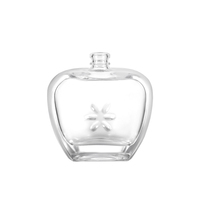 Bouteille en verre vide de 100 ml en forme de pomme mignonne avec motif de neige pour huile parfumée à la pomme – Idéale pour Noël