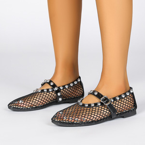 <span class=keywords><strong>Scarpe</strong></span> Mary Jane Nere con Borchie in Rete per Donna, Traspiranti e Casual, Vendita all'Ingrosso Personalizzata - Product Image 5