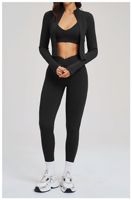 Ensembles d'entraînement personnalisés 3 pièces pour femmes : Soutien-gorge de sport dos croisé, Leggings taille haute à poches et Veste – Tenues de sport et de gym