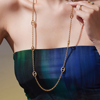 Collier long en viscose avec fermoir japonais, plaqué or 18 carats, double laminé en acier inoxydable, style mystère et atmosphère simple