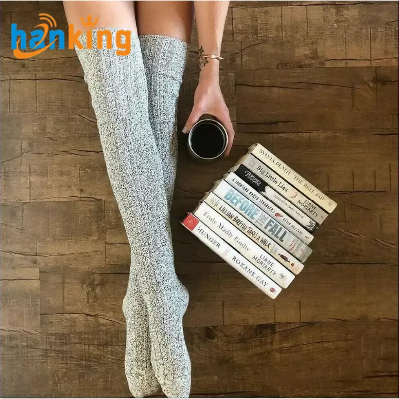 Ehanking Women Warm And Stylish Over The Knee Knitted Socks Female Leg Warmer Thigh Sexy Long Stockings Girls Warm Stock