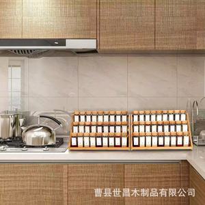 Bamboo Multi Layer <b>Spice</b> <b>Rack</b> 3 Tier Wooden Glass <b>Jar</b> Organizer <b>For</b> Kitchen Countertop Desktop Storage - Product Image 3