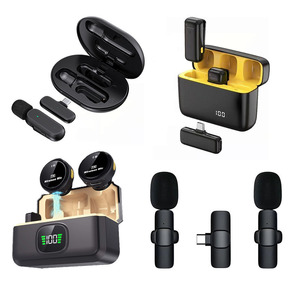 Với sạc trường hợp một-to-hai Clip-on bluetooth cho điện thoại di động live streaming không dây Lavalier Microphone - Product Image 1