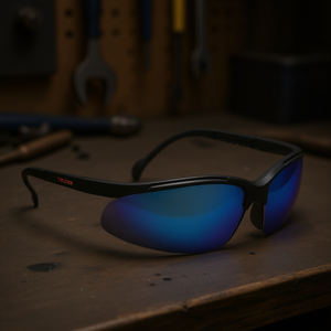 Truper LEDE-EZ <b>Lightweight</b> Safety Goggles With Blue <b>Mirror</b> Polycarbonate Lenses, Anti-Scratch Coating, Full-Frame Design, ANSI Z - Product Image 2