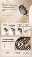 Système de douche numérique 5 fonctions en laiton noir mat, économie d'eau, double eau chaude/froide, montage mural, pluie, cascade, massage, LED
