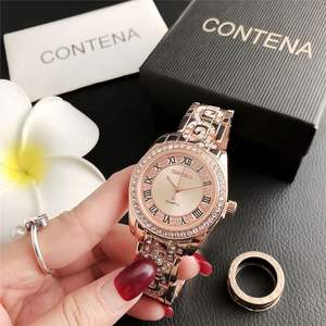 Nuevo reloj de moda con cadena chapada en oro, esfera con circonitas, no resistente al agua, para chicas y mujeres, reloj con correa metálica brillante con diamantes. - Product Image 3