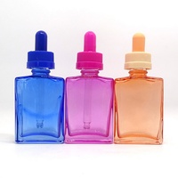 Flacons compte-gouttes en verre rectangulaires plats de luxe 15ml-100ml avec couvercle noir et or pour crème visage, sérum, huile essentielle