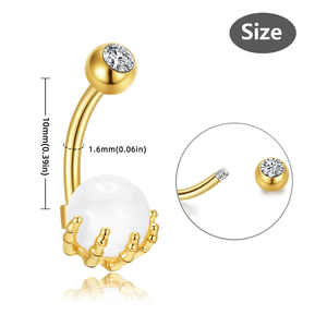 Piercing para <span class=keywords><strong>ombligo</strong></span> <span class=keywords><strong>de</strong></span> acero quirúrgico 316L con calavera <span class=keywords><strong>de</strong></span> ópalo, estilo tatuaje, chapado <span class=keywords><strong>en</strong></span> oro y engaste <span class=keywords><strong>de</strong></span> garra, estilo lindo - Product Image 2