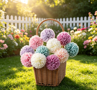 Bola Pompom Bunga Kamelia Sutra Buatan Tangan 50cm untuk Dekorasi Pernikahan, Paskah, Hari Valentine & Thanksgiving