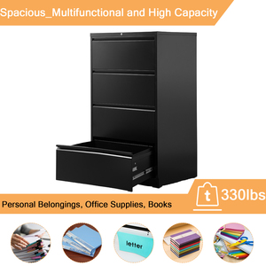 Armoire à dossiers latérale pliable en métal au design moderne avec 4 tiroirs pour usage domestique ou de bureau - Product Image 4