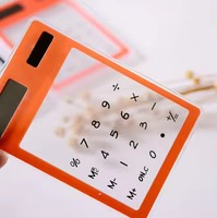Calculatrice d'entreprise en plastique avec logo personnalisé, impression de logo, alimentation solaire, affichage LED 8 chiffres, ultra-fine, transparente