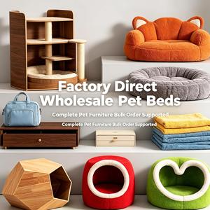 Eco-Friendly Velvet & Wood Pet Beds Wholesale, Cute Cartoon Mushroom <b>Cat</b> Nest for Small Medium <b>Cats</b> Puppies - Product Image 1