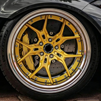 Nouvelles jantes en alliage d'aluminium chromées forgées Rucci Deep Dish 3 pièces New Gold 2 5x114.3