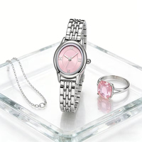 Jam Tangan Oval Wanita Custom Stainless Steel Tahan Air 3ATM Logo & Warna Personalisasi Mesin Miyota untuk Wanita