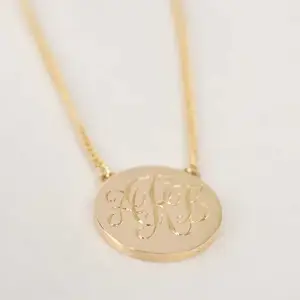 Inspire Stainless Steel Jewelry 18K Gold Plated in line monogram necklace Personalised Disc Delicate jewelry Women mother's day