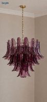 Lustre en verre violet rétro de luxe français pour salon, chambre, villa, escalier, salle à manger, luminaire suspendu moderne nordique Murano