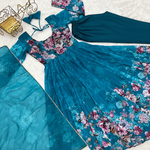 HERMOSO PATRÓN KALI TOTALMENTE FLAIR Y PATTA DE LONA CON CONJUNTO DUPPTA, PENT LISTO PARA USAR * - Product Image 1