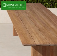 Ensemble de table et chaises de salle à manger d'extérieur en teck moderne et élégant, bois durable pour hôtel, villa, salon, cour, jardin, loisirs