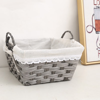 Ensemble de paniers de rangement tissés en rotin rectangulaire écologique Design mignon Table basse de salon Utilisation multifonctionnelle de bureau