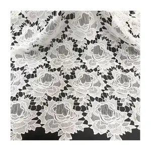 2023 white fancy embroidery tulle lace embroidery dress fabric lace mesh water soluble fabric milk silk