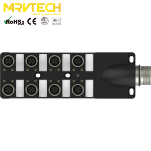 صندوق توزيع استشعار مرن مقاوم للماء من مارفتيك <span class=keywords><strong>M12</strong></span> بـ 8 منافذ أسود IP67 مع قابس أنثى وساعات أنثى IEC - Product Image 2