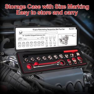 Juego de 15 Herramientas Profesionales con Trinquete para Correas Serpentinas, Modelo ST123, para Uso Automotriz, Hecho en China - Product Image 6