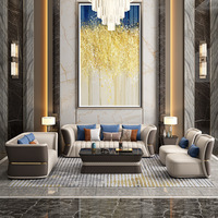 Canapé en cuir véritable de luxe léger post-moderne, modèle F056, ensemble de salon haut de gamme avec design artistique minimaliste italien, origine Chine