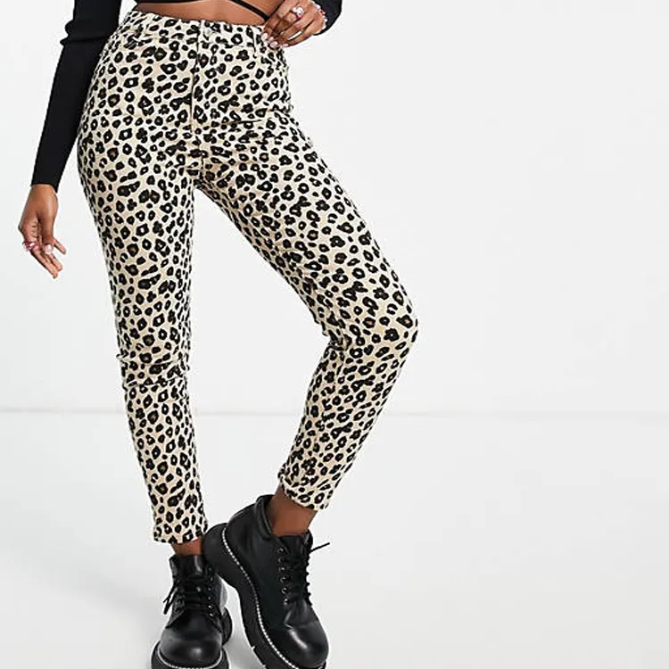 Jeans skinny da donna con stampa leopardata personalizzata jeans da donna in denim jeans urban denim