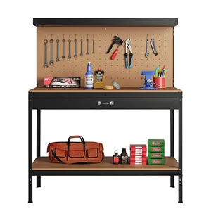 Multi Purpose Working Wooden Workbench Drawer Industrial Tool Storage Cabinet Metal Frame Workbench For Garage