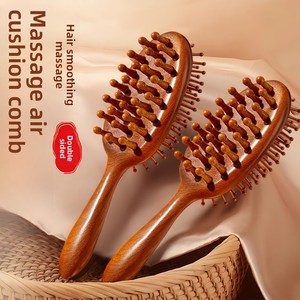 Peine de masaje de doble cara con cojín de aire y peine de madera de sándalo para el cuidado del cuero cabelludo, anticaída del cabello y salud del meridiano de la cabeza - Product Image 1