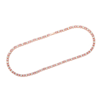 2025 diskon besar kalung rantai tenis merah muda penuh zirkonia kubik wanita Rapper kalung Choker perhiasan bayi merah muda