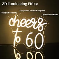 60 Neon işareti için Cheers LED duvar dekor doğum günü partisi ev oturma odası Bar Pub restoran kutlama yıldönümü
