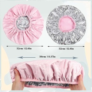 Gorro de ducha para mujeres y niños, 32 cm, impermeable, elástico, tamaño grande, con forro plateado, uso sanitario - Product Image 1
