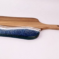 Planche à charcuterie en résine et bois d'acacia, planche à découper en résine époxy, accessoires pour charcuterie, planche de service pour fromages