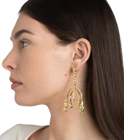 Boucles d'oreilles pendantes en métal liquide avant-gardistes, plaquées or 18 carats haut de gamme, texture organique irrégulière, or brut, pour femme