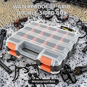 Boîte de rangement d'outils en plastique étanche à 17 compartiments, organiseur de quincaillerie double face pour petites pièces - Bac avec séparateurs amovibles - Product Image 2