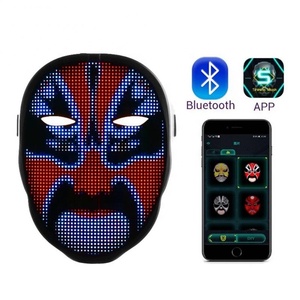 Cosplay — masque lumineux à LED pour hommes et femmes, effrayant, lueur, Halloween, avec application Bluetooth, Programmable, pour déguisement et fête - Product Image 1