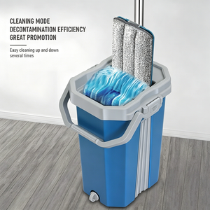 Ensemble serpillière plate et seau 6,5 L mains libres en microfibre pour nettoyage à sec et humide des sols, avec seau double et système 360 Magic Easy Home - Product Image 2