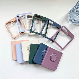 Funda de teléfono plegable con soporte de anillo de cubierta móvil de piel de silicona líquida de varios colores para Samsung Galaxy <span class=keywords><strong>ZFlip4</strong></span> 3 5 - Product Image 3